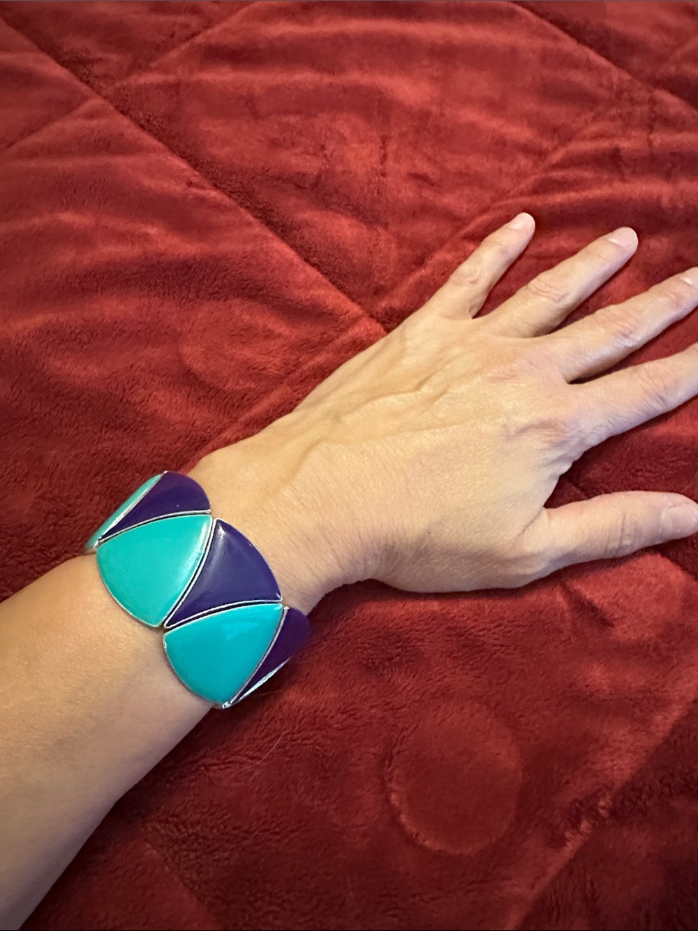 Turquoise and Purple Enamel Geometric Bracelet - Women Jewelry